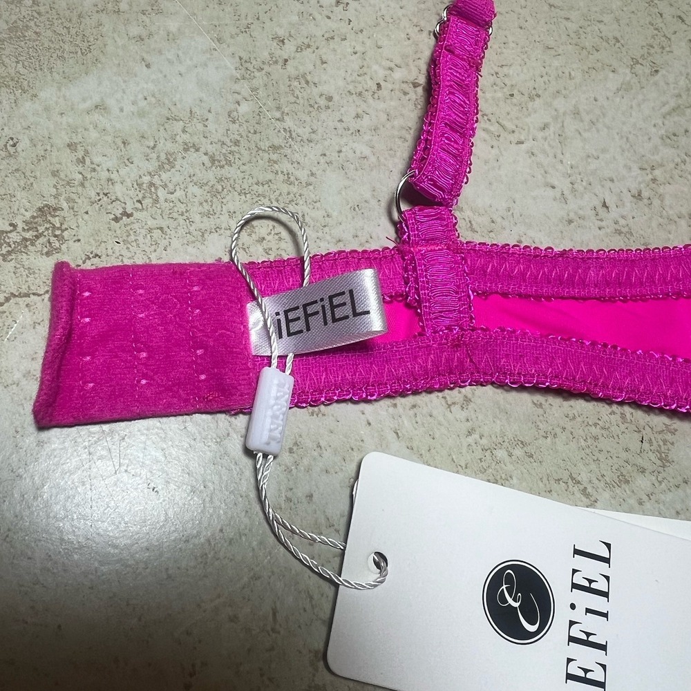 NWT iEFiEL Pink Lace Balconette Underwire Bra Lingerie Size XL Unlined Floral - Picture 5 of 6